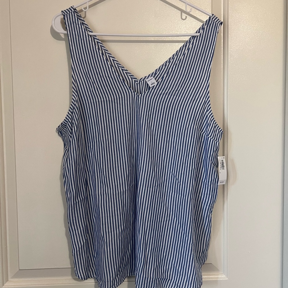 Old Navy Blue and White Striped Tank Top